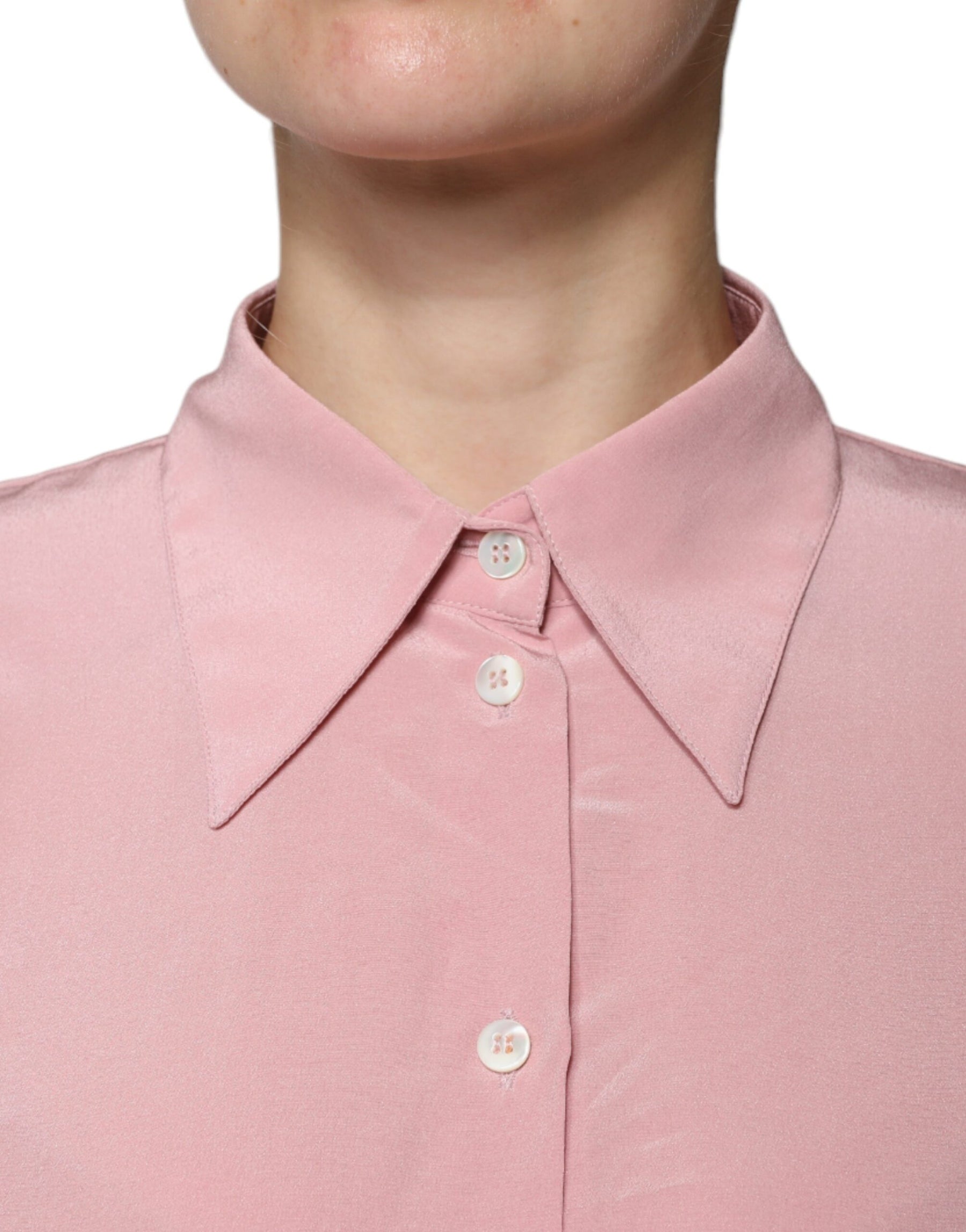 Dolce & Gabbana Pink Cotton Long Sleeves Collared Blouse Top | Regal Royce
