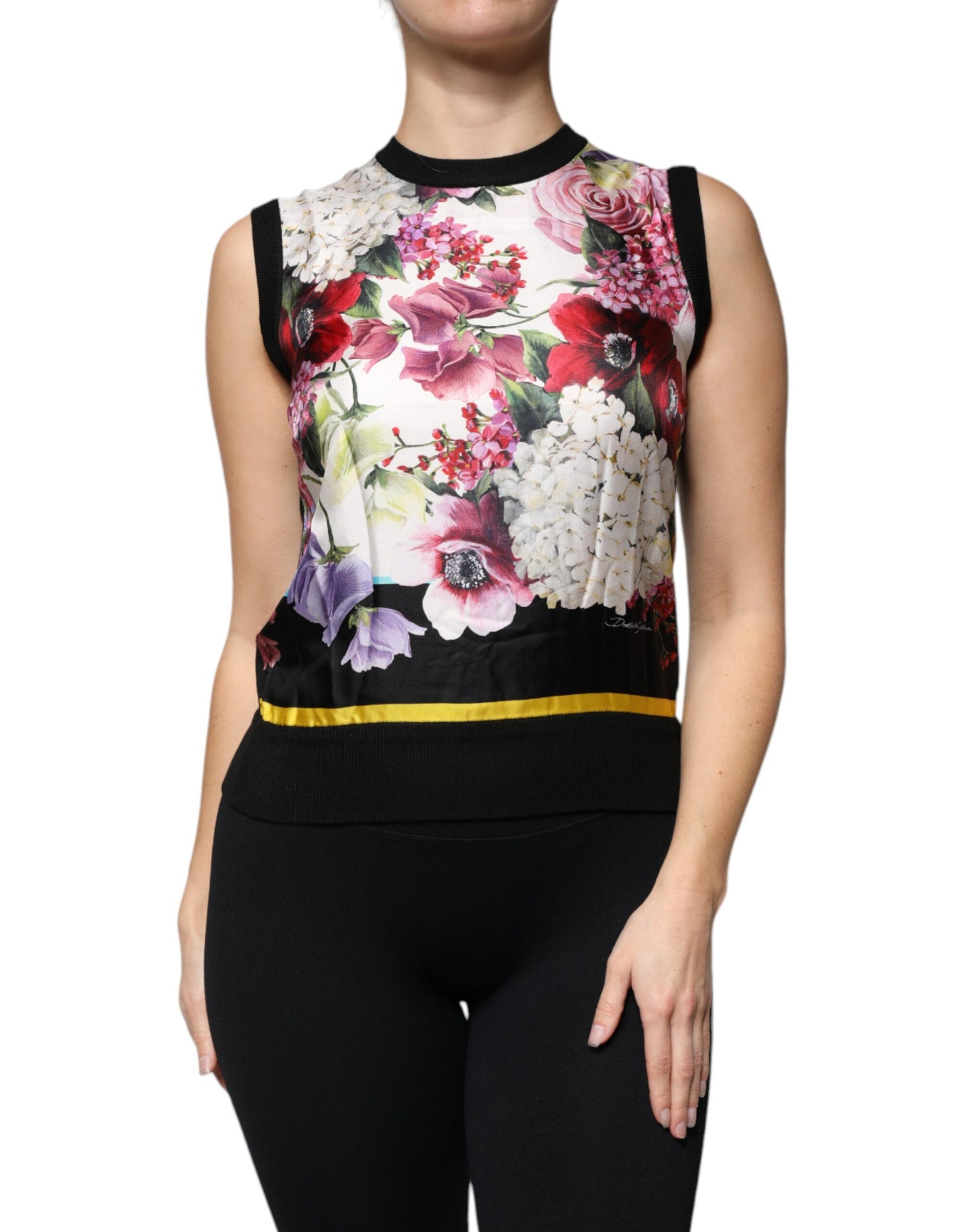Dolce & Gabbana Multicolor Floral Silk Sleeveless Tank Blouse Top | Regal Royce