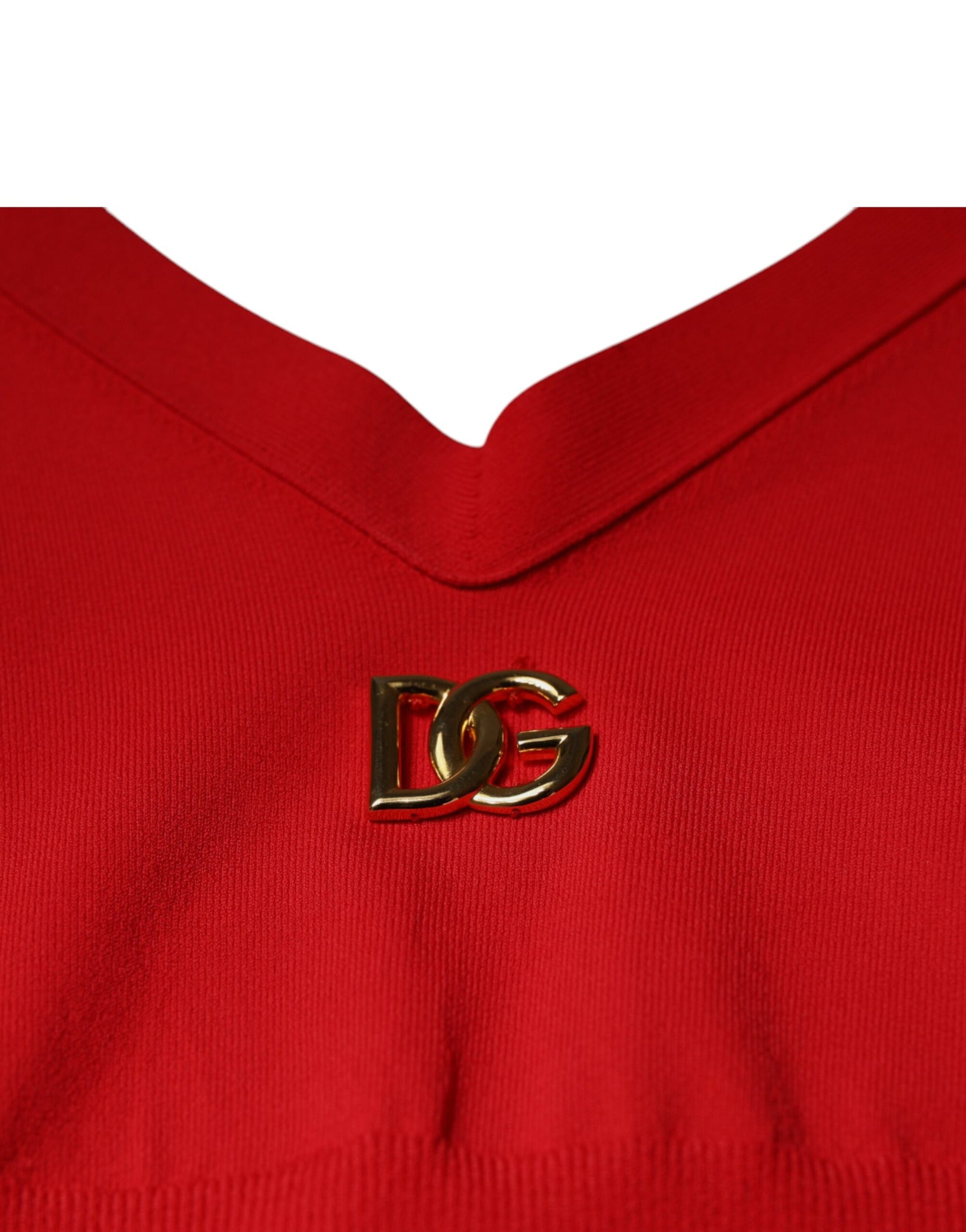 Dolce & Gabbana Red Viscose Sleeveless Halter Cropped Tank Top | Regal Royce