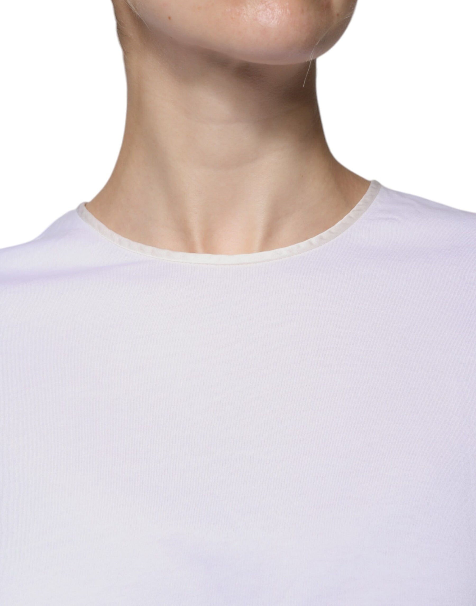 Dolce & Gabbana White Cotton Silk Round Neck Wrap Blouse Top | Regal Royce