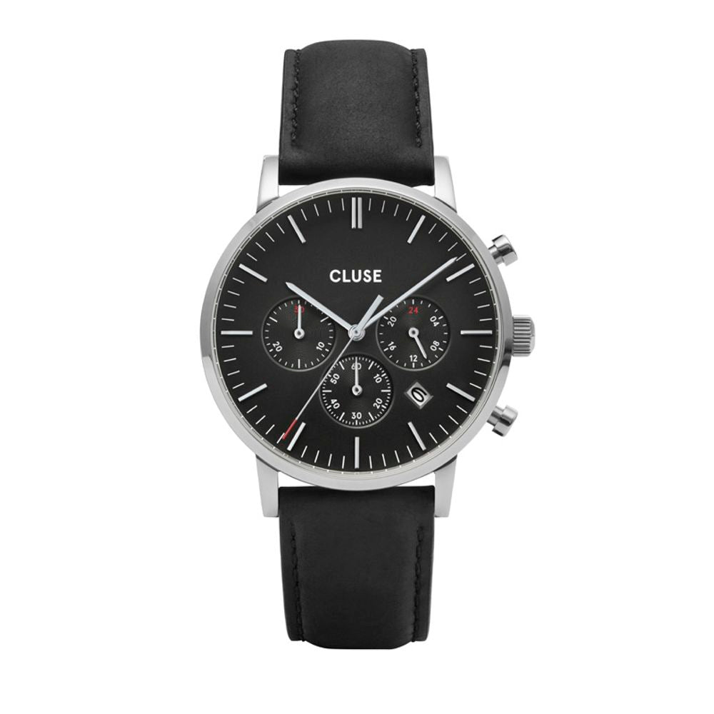 Cluse Black Leather Dress Watch | Regal Royce