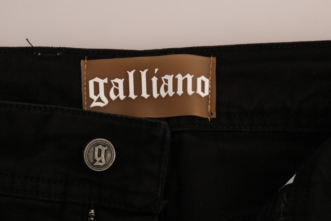 John Galliano Black Cotton Denim Stretch Regular Fit Jeans | Regal Royce