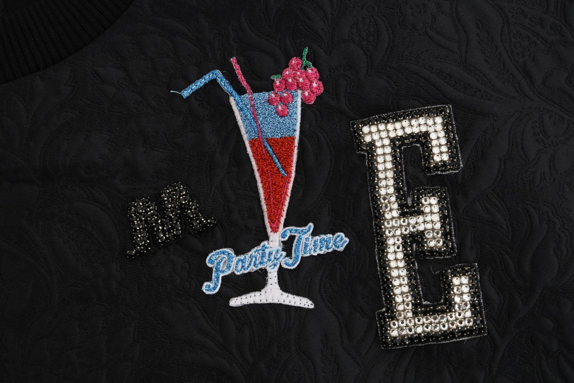 Dolce & Gabbana Black Brocade Cocktail Crystal Sweater | Regal Royce