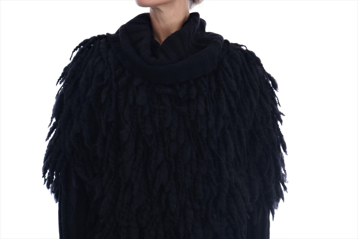 Dolce & Gabbana Black Fringes Wool Pullover Sweater | Regal Royce