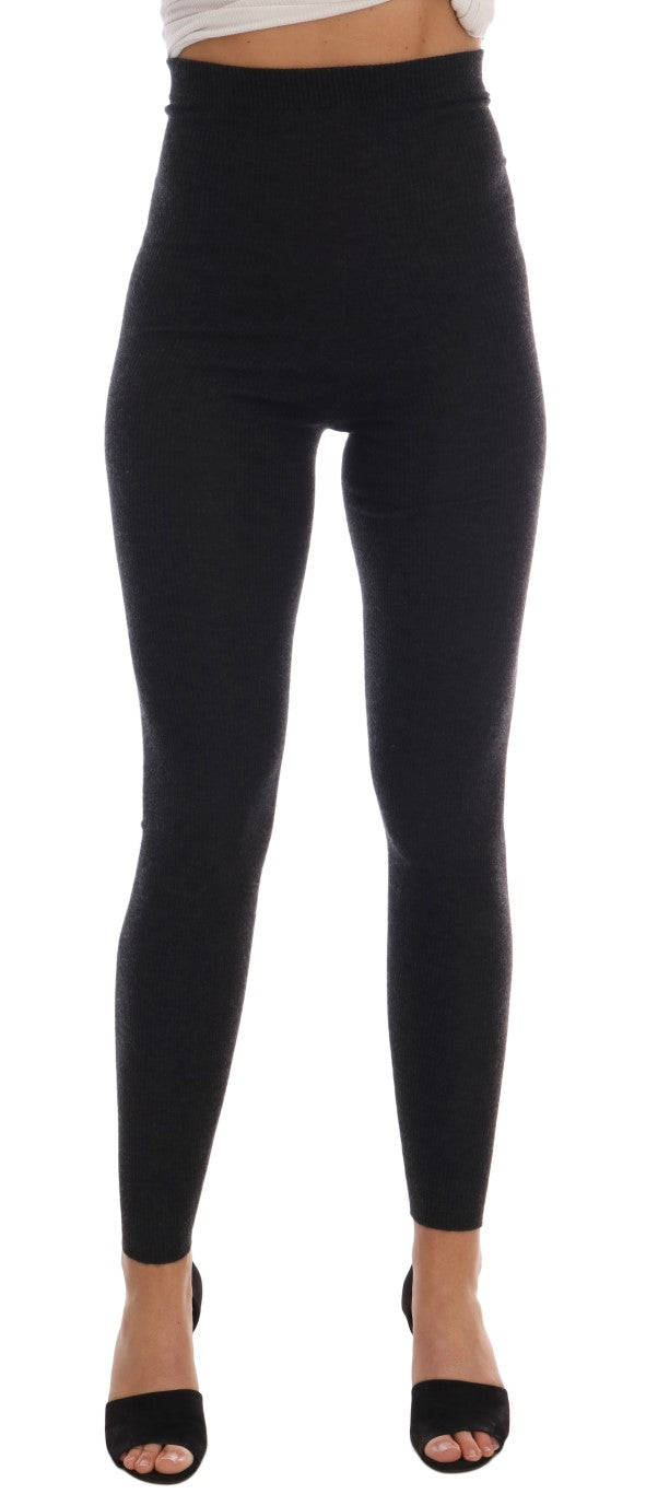 Dolce & Gabbana Gray Cashmere Ribbed Stretch Tights | Regal Royce