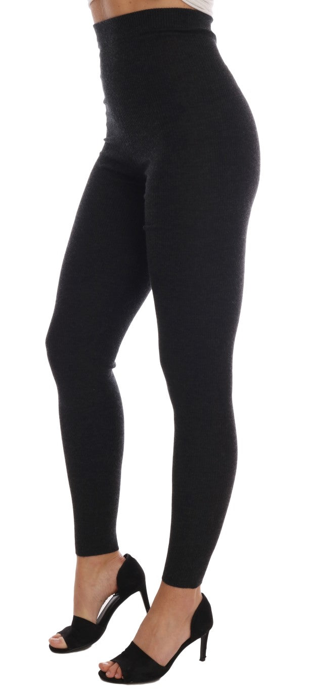 Dolce & Gabbana Gray Cashmere Ribbed Stretch Tights | Regal Royce