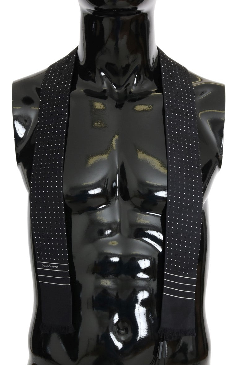 Dolce & Gabbana Dark Blue Polka Dotted Silk Scarf | Regal Royce