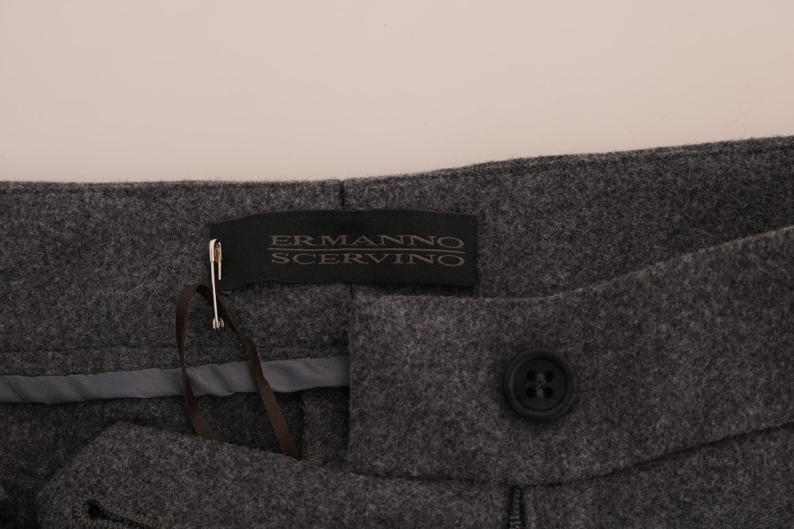 Ermanno Scervino Gray Wool Stretch Slim Pants | Regal Royce