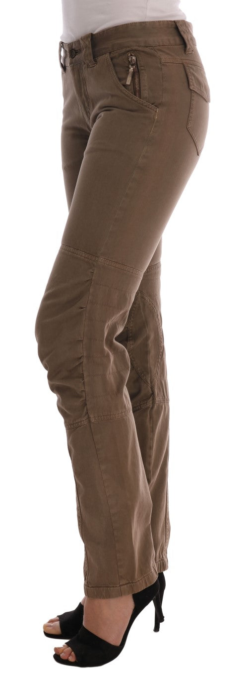 Ermanno Scervino Brown Cotton Casual Slim Fit Pants | Regal Royce