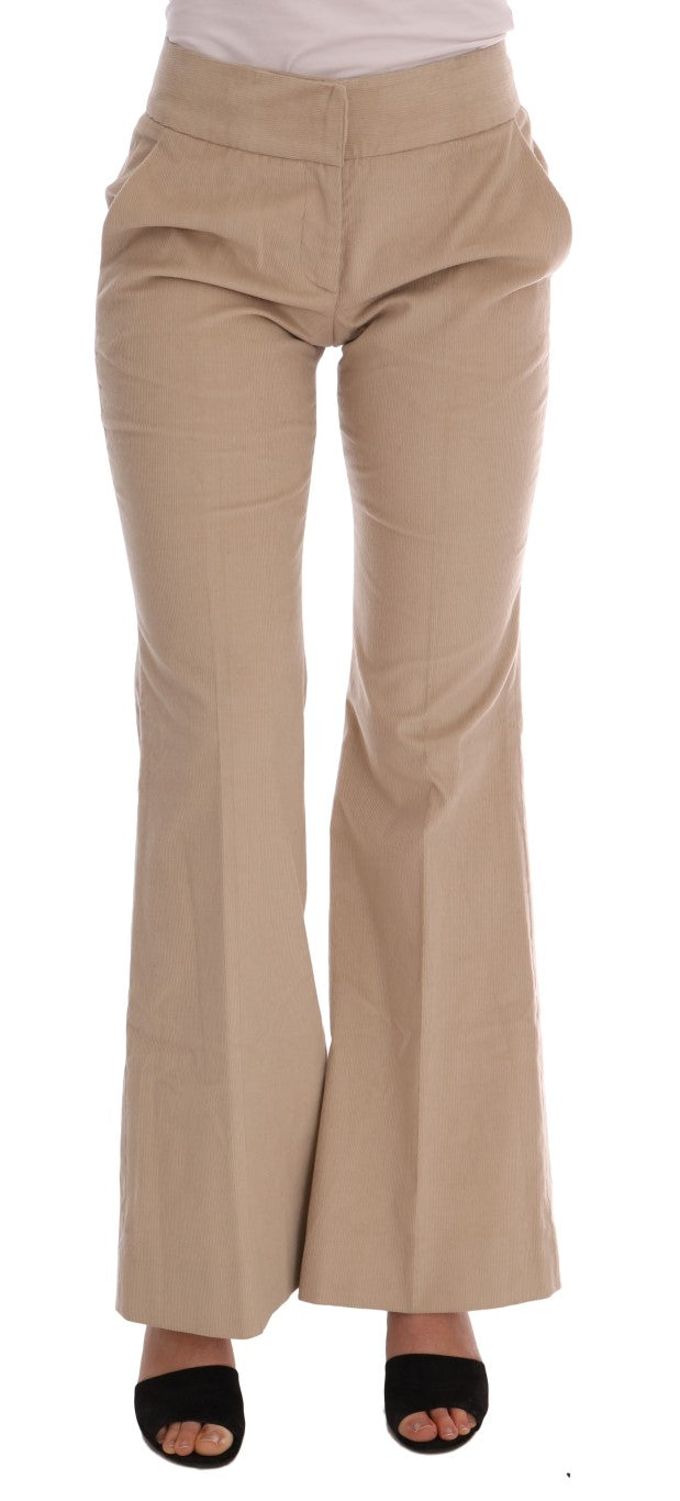 Ermanno Scervino Beige Cotton Bootcut Pants | Regal Royce