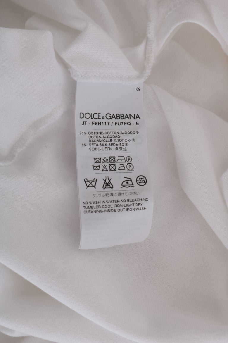 Dolce & Gabbana White Cotton Silk T-Shirt | Regal Royce