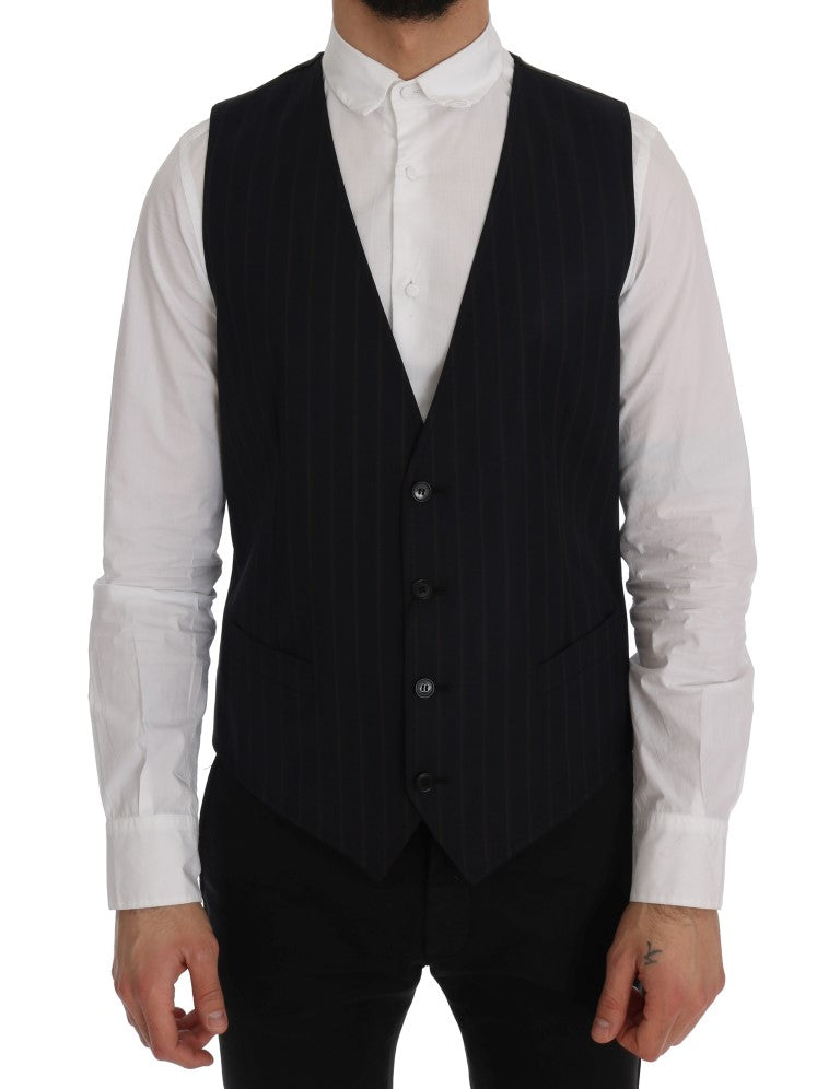 Dolce & Gabbana Blue Wool Stretch Vest | Regal Royce
