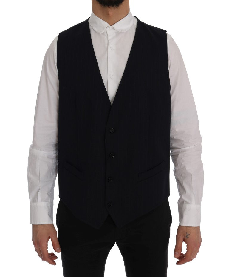 Dolce & Gabbana Blue STAFF Wool Stretch Vest | Regal Royce