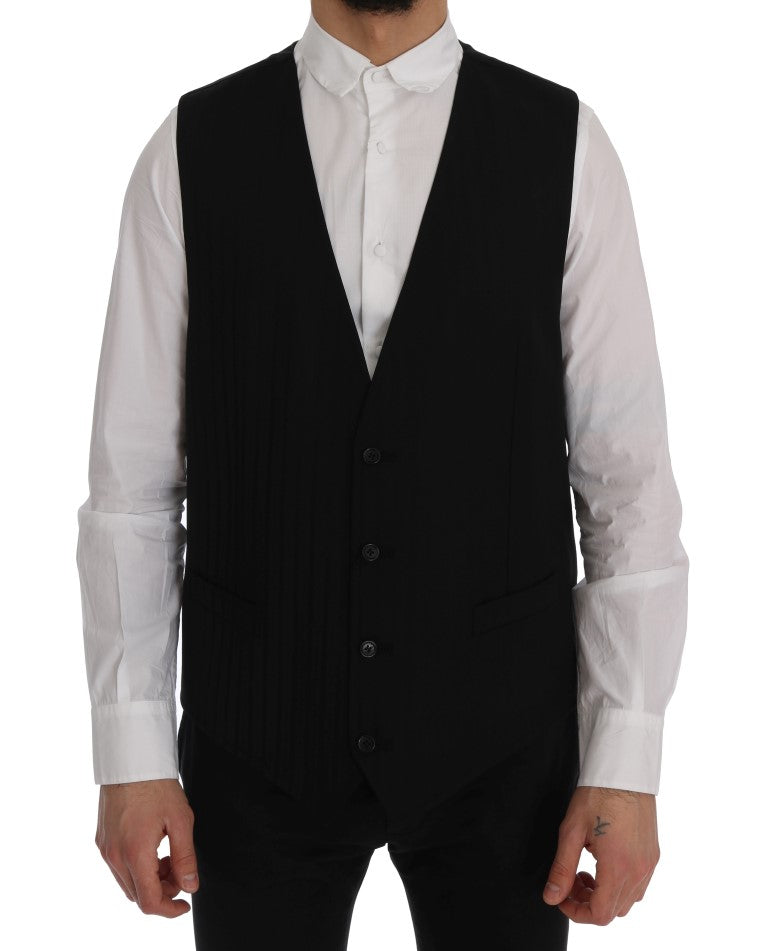 Dolce & Gabbana Black STAFF Wool Stretch Vest | Regal Royce