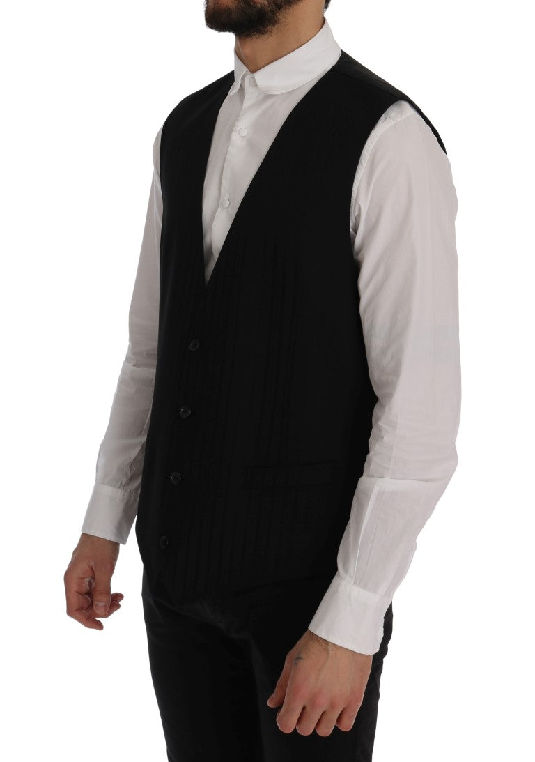 Dolce & Gabbana Black STAFF Wool Stretch Vest | Regal Royce