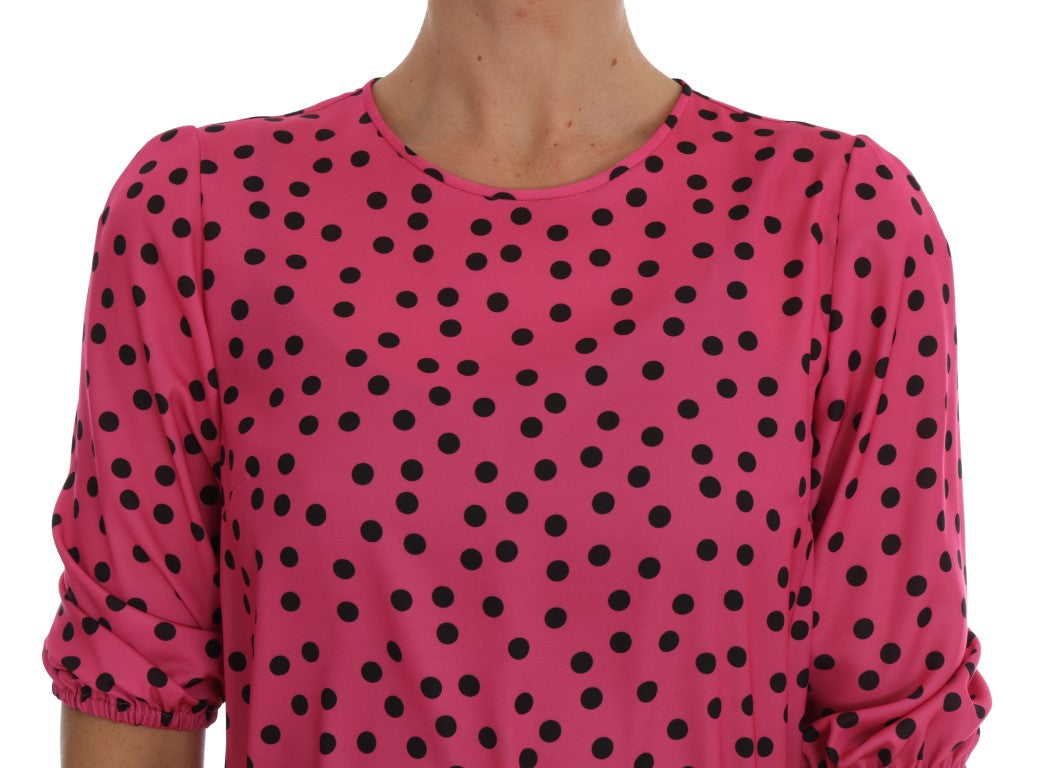 Dolce & Gabbana Pink Polka Dotted Silk Blouse | Regal Royce