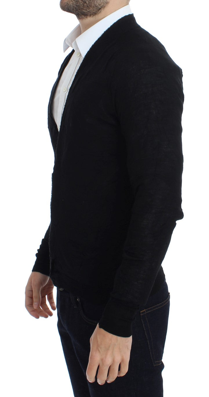 Costume National Black Fine Wool Button Cardigan | Regal Royce