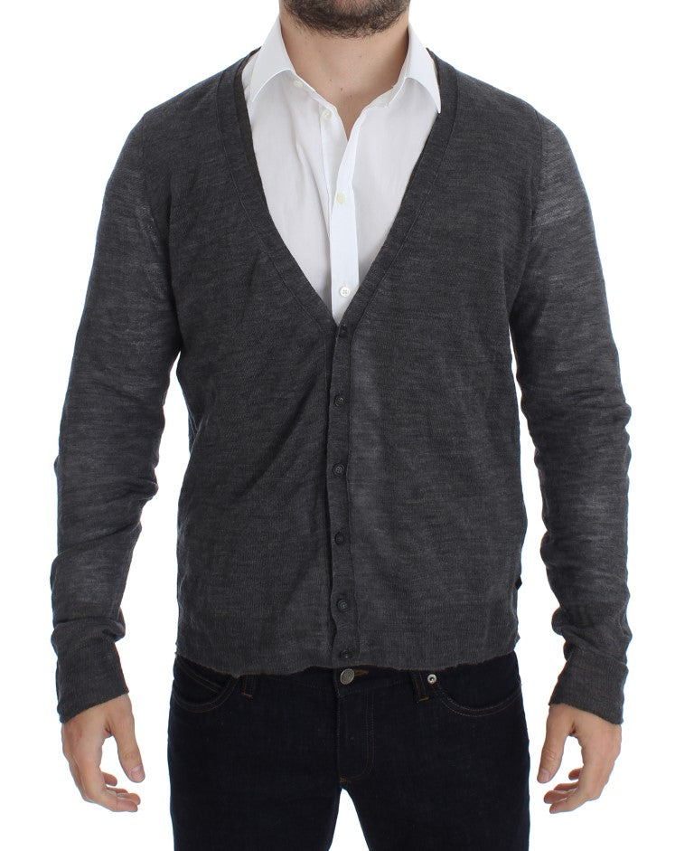 Costume National Gray Wool Button Cardigan Sweater | Regal Royce