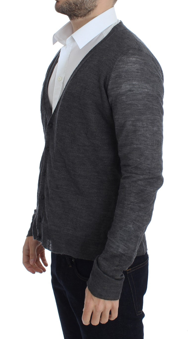 Costume National Gray Wool Button Cardigan Sweater | Regal Royce