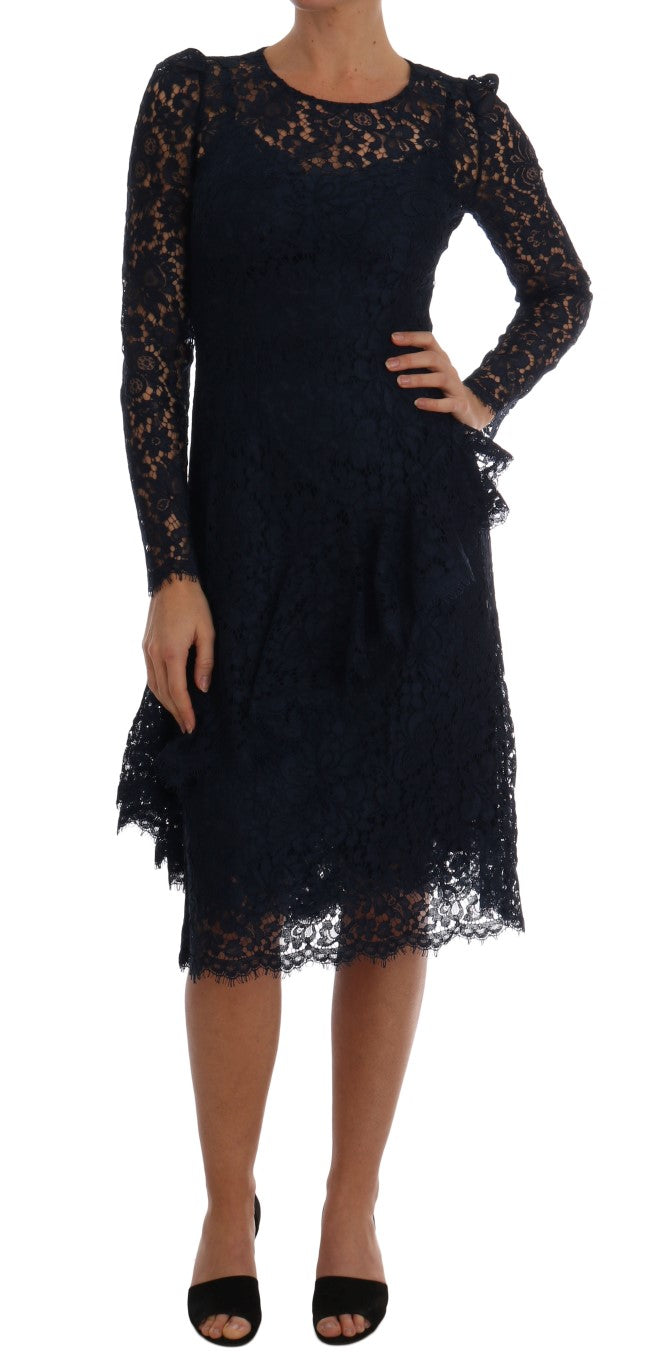 Dolce & Gabbana Blue Taormina Floral Lace Sheath Dress | Regal Royce