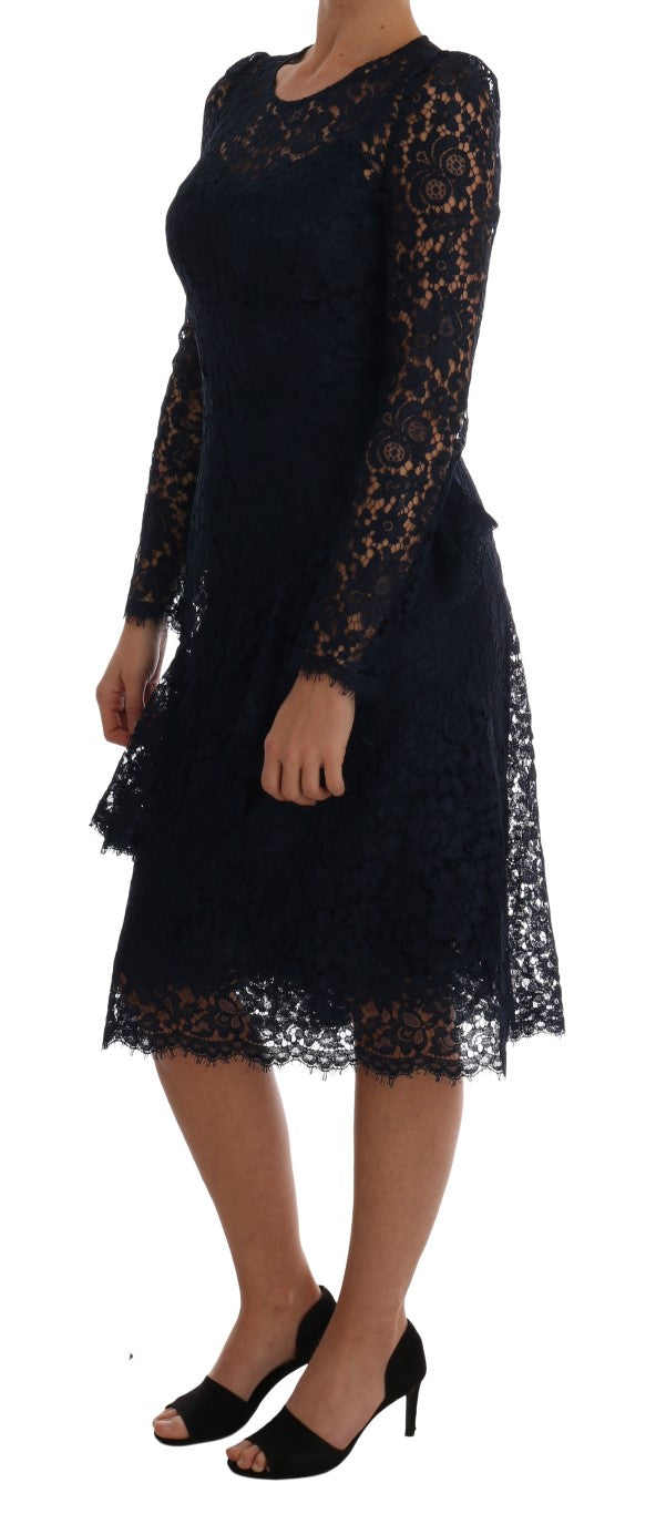 Dolce & Gabbana Blue Taormina Floral Lace Sheath Dress | Regal Royce