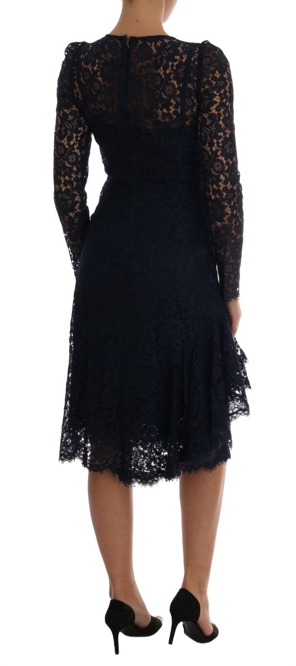 Dolce & Gabbana Blue Taormina Floral Lace Sheath Dress | Regal Royce