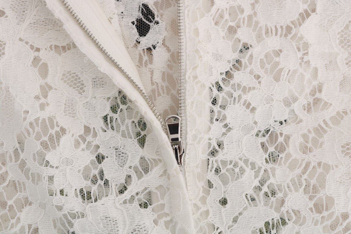 Dolce & Gabbana White Crystal Embellished Lace Blouse | Regal Royce