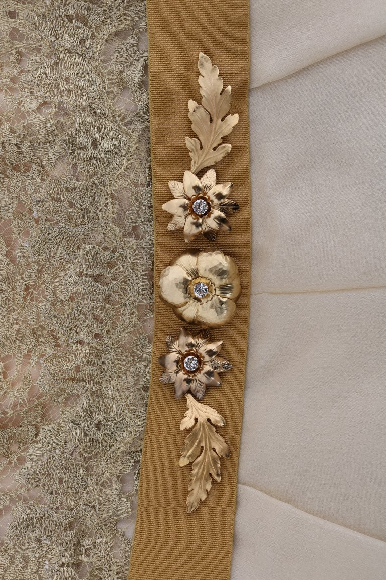 Dolce & Gabbana Gold Silk Crystal Embellished Dress | Regal Royce