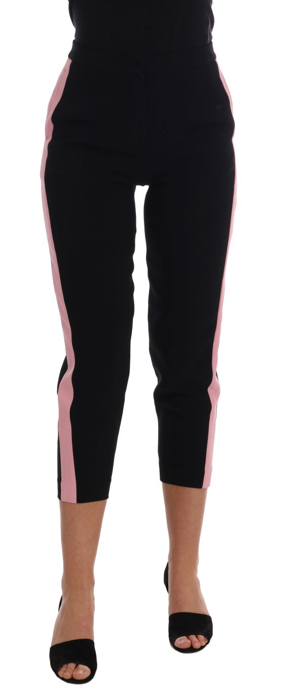 Dolce & Gabbana Black Stretch Pink Stripes Capri Pants | Regal Royce