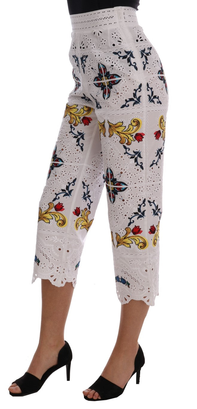 Dolce & Gabbana Mulicolor Majolica Cutout Capri Pants | Regal Royce