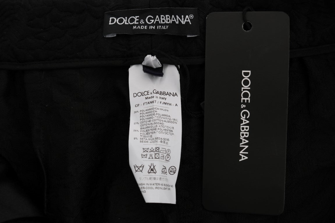 Dolce & Gabbana Black Brocade High Waist Capri Shorts | Regal Royce