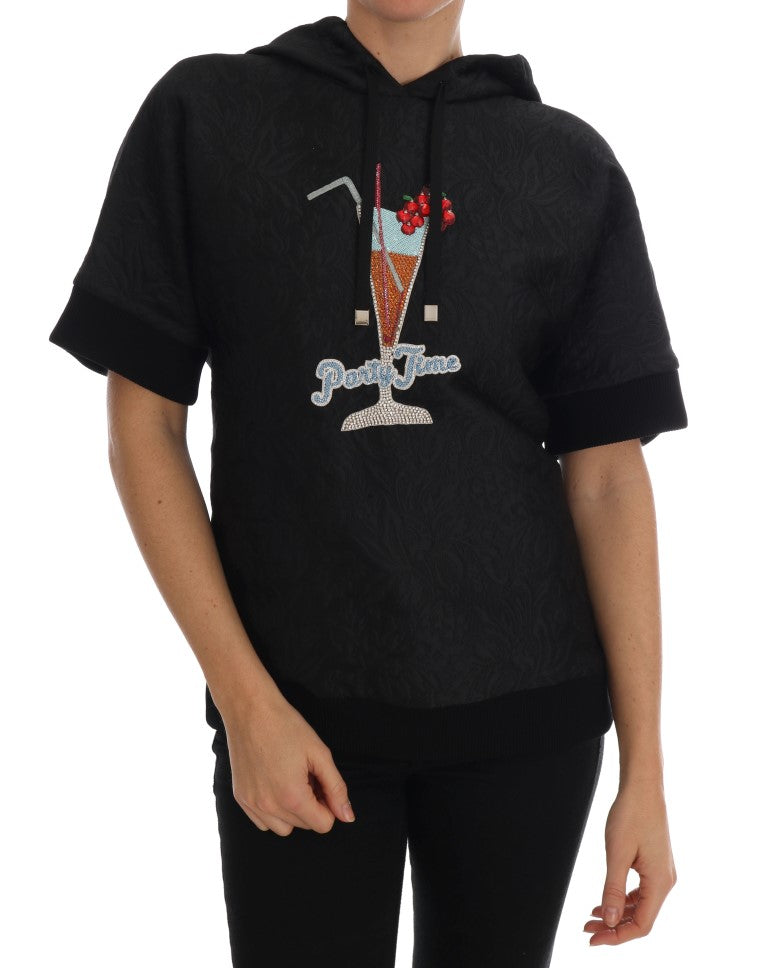 Dolce & Gabbana Black Fairy Tale Crystal Hooded Sweater | Regal Royce