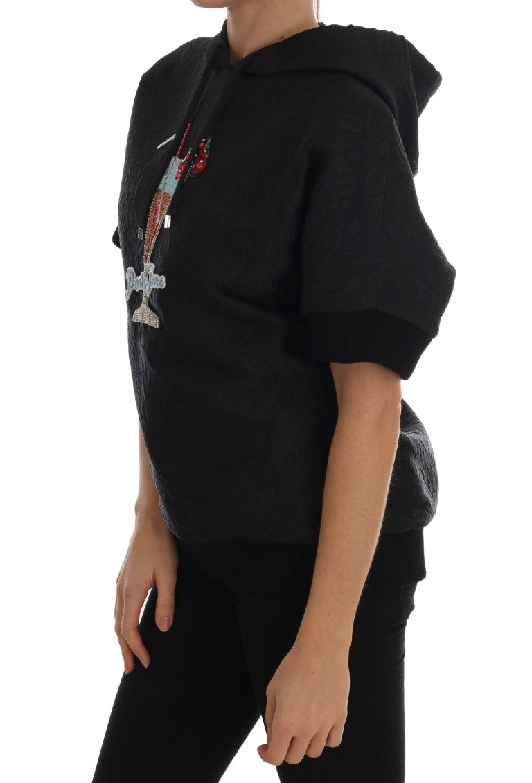 Dolce & Gabbana Black Fairy Tale Crystal Hooded Sweater | Regal Royce