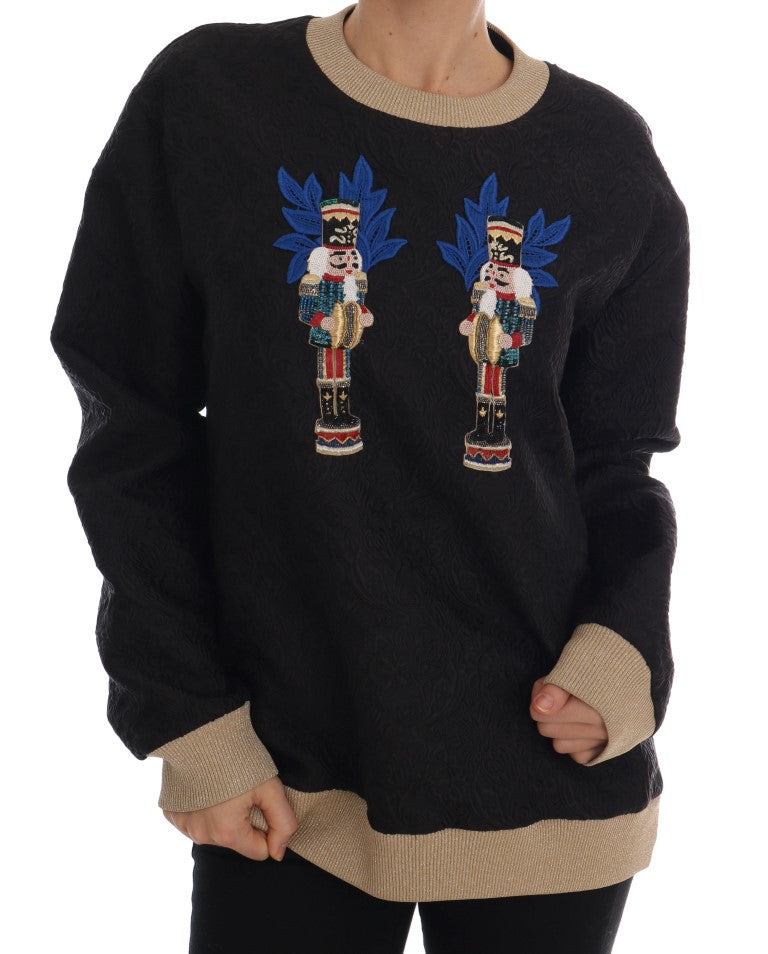 Dolce & Gabbana Black Fairy Tale Brocade Zipper Sweater | Regal Royce
