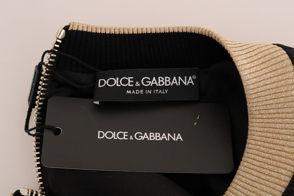 Dolce & Gabbana Black Fairy Tale Brocade Zipper Sweater | Regal Royce