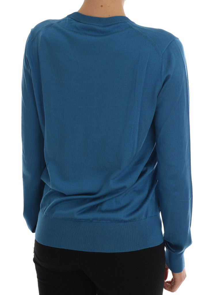 Dolce & Gabbana Blue Silk Love is Pullover Sweater | Regal Royce