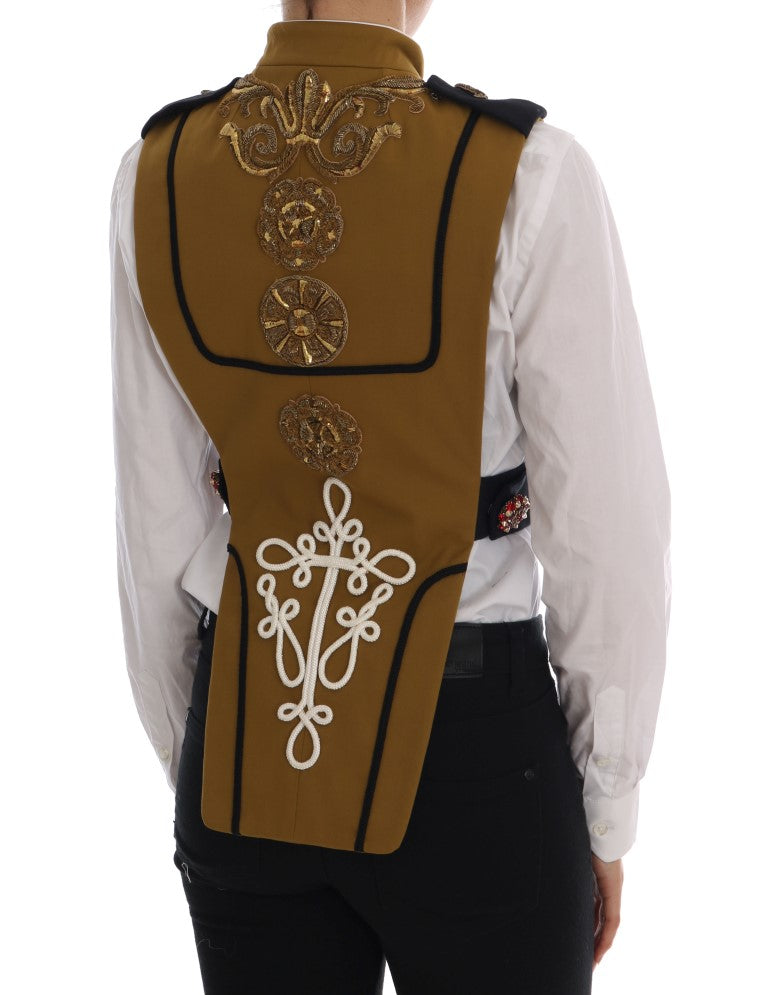 Dolce & Gabbana Yellow Crystal Cross Vest Jacket | Regal Royce