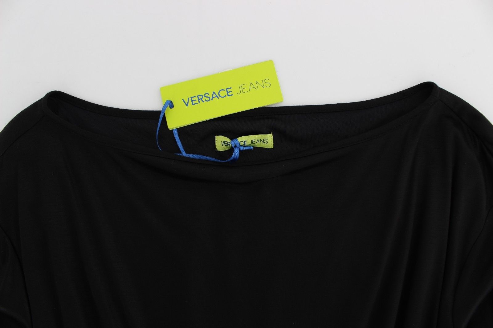 Versace Jeans Black Modal Silk Shift Knee Dress | Regal Royce