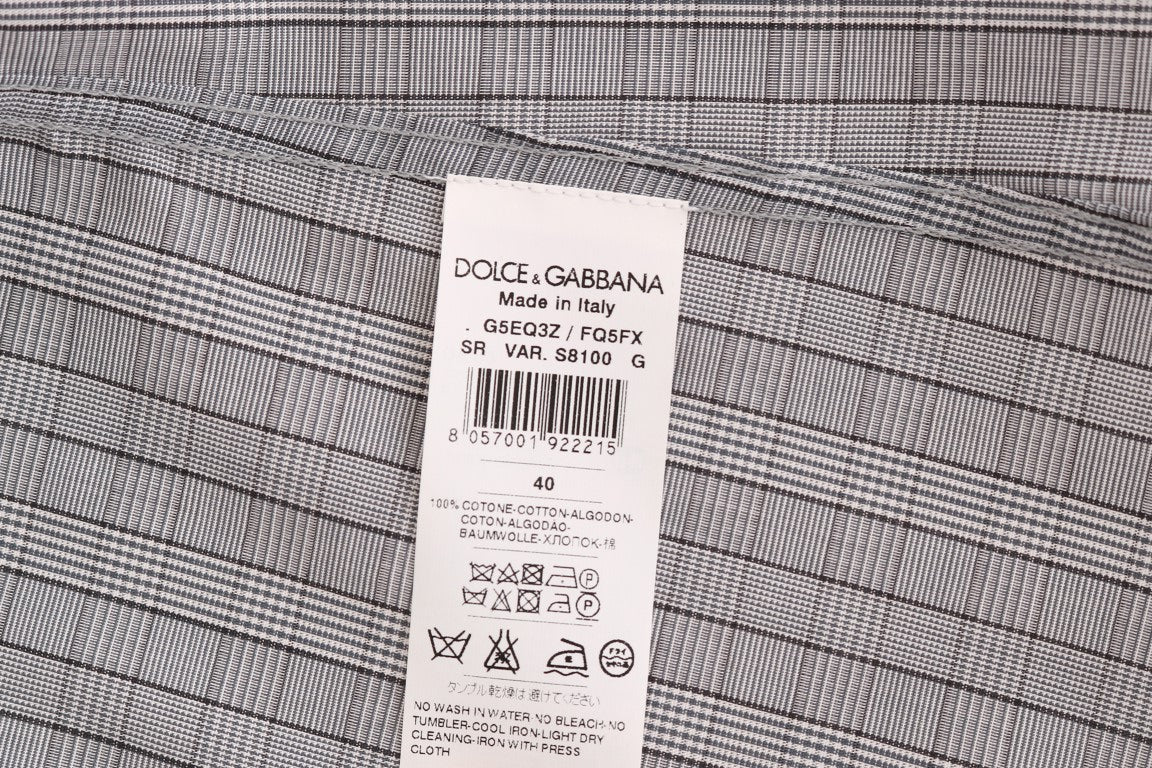 Dolce & Gabbana Gray Check GOLD Cotton Slim Fit Shirt | Regal Royce