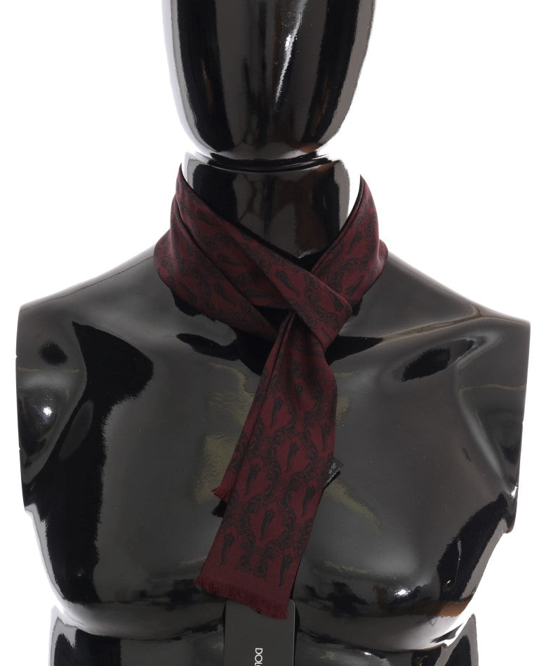 Dolce & Gabbana Bordeaux Silk Crown Chili Scarf | Regal Royce