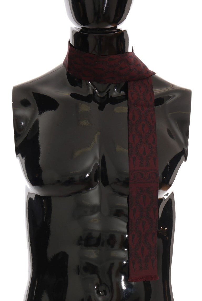 Dolce & Gabbana Bordeaux Silk Crown Chili Scarf | Regal Royce