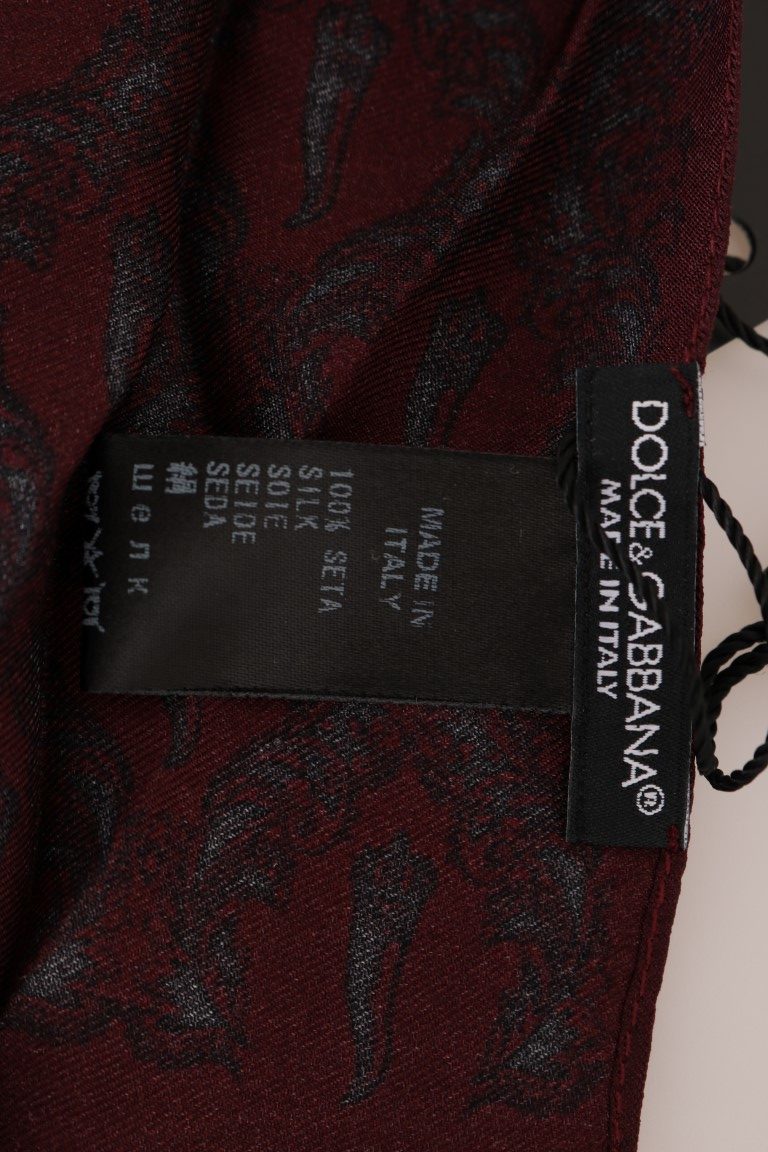Dolce & Gabbana Bordeaux Silk Crown Chili Scarf | Regal Royce