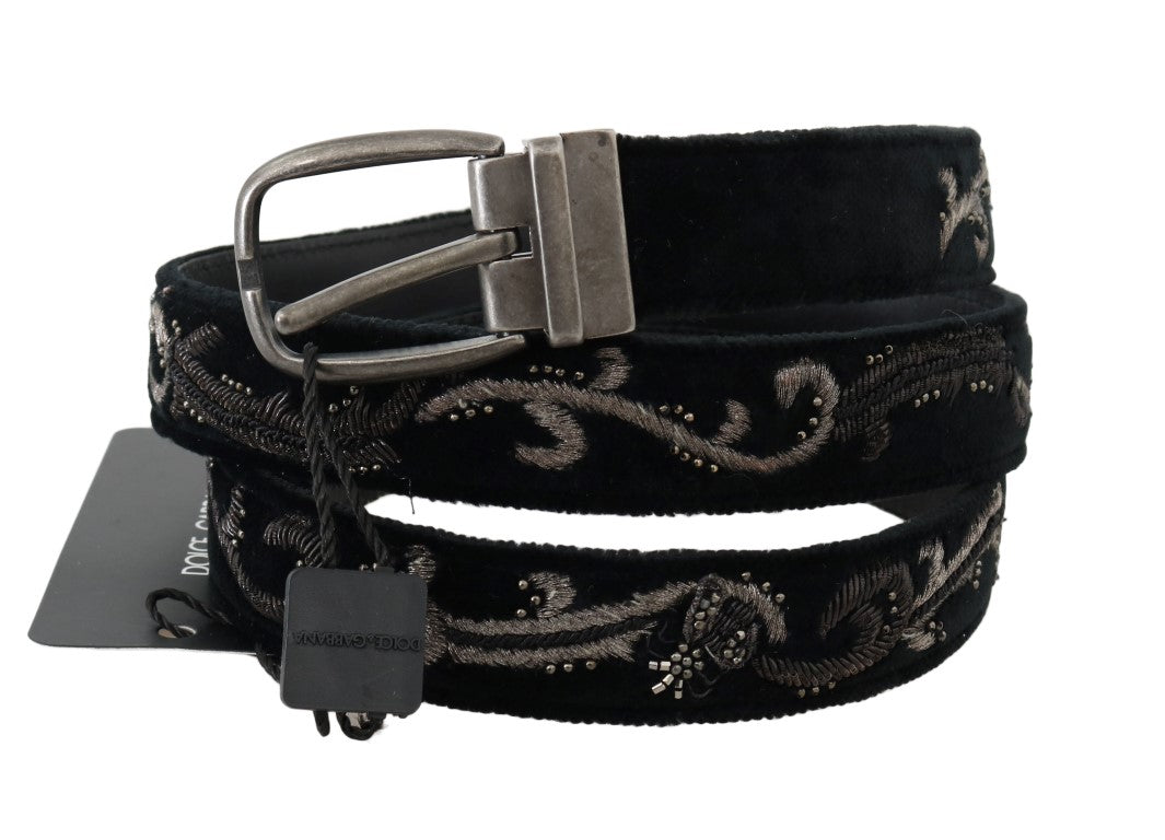 Dolce & Gabbana Black Cotton Royal Bee Embroidery Belt | Regal Royce