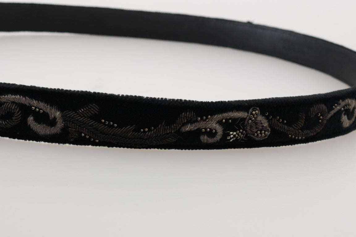 Dolce & Gabbana Black Cotton Royal Bee Embroidery Belt | Regal Royce