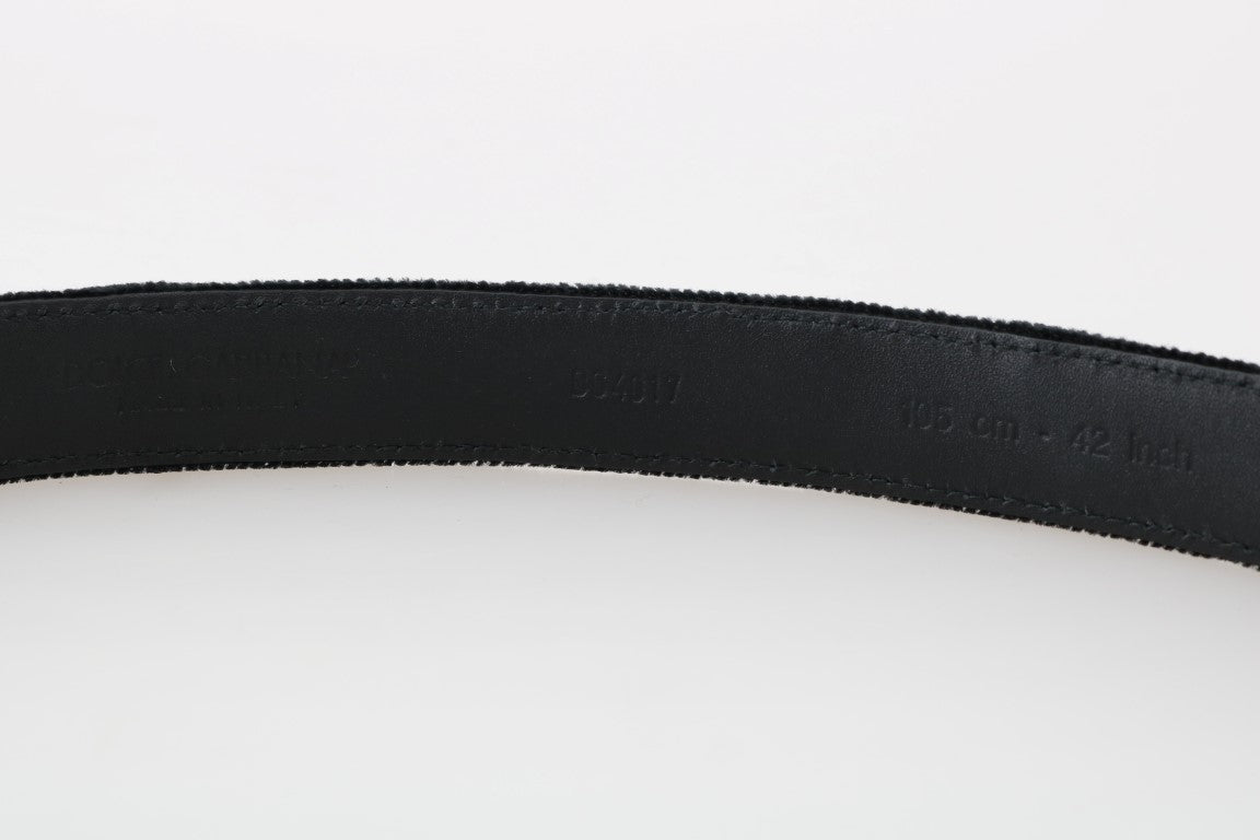 Dolce & Gabbana Black Cotton Royal Bee Embroidery Belt | Regal Royce