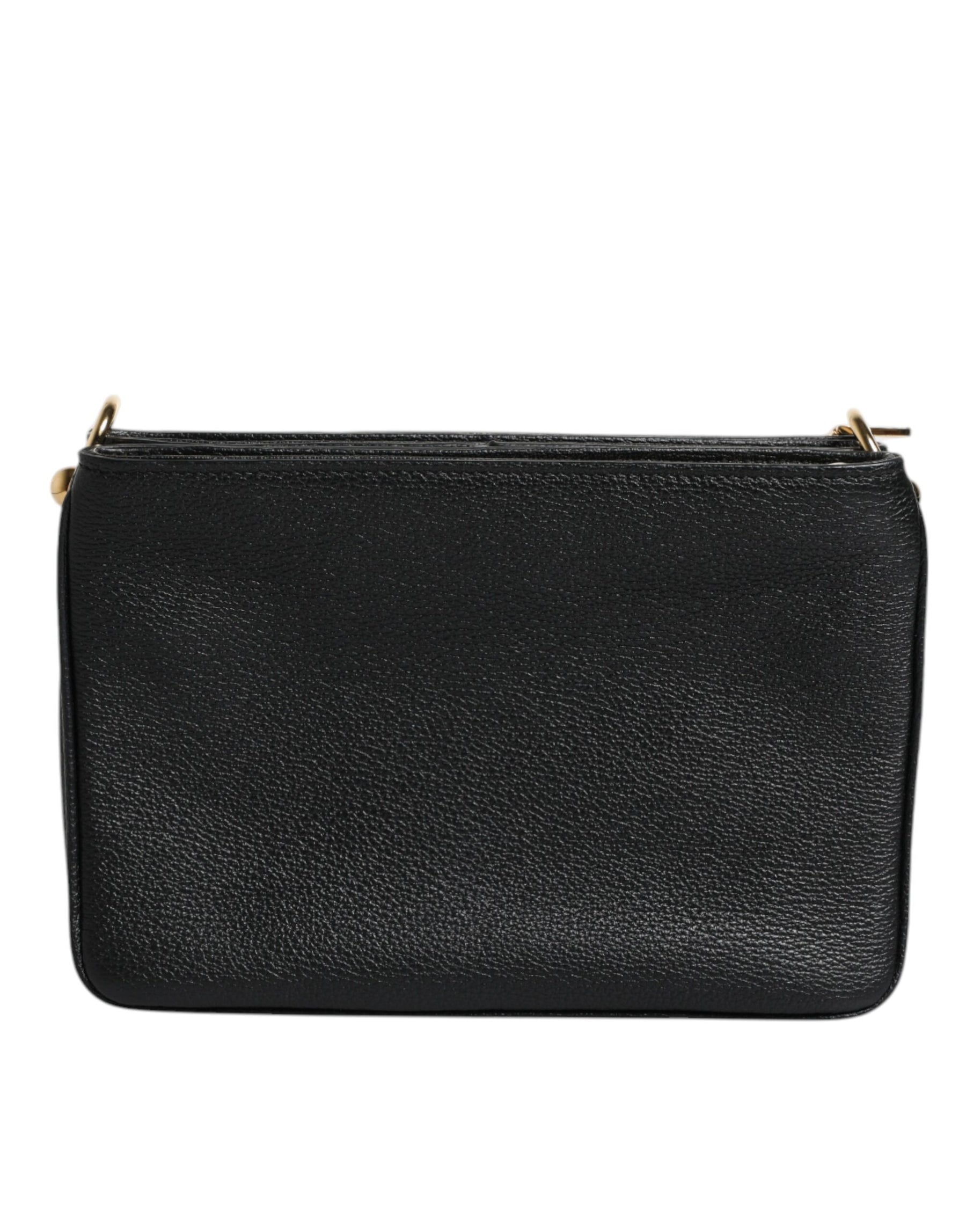 Dolce & Gabbana Black Grain Leather Logo Plaque Clutch Bag | Regal Royce
