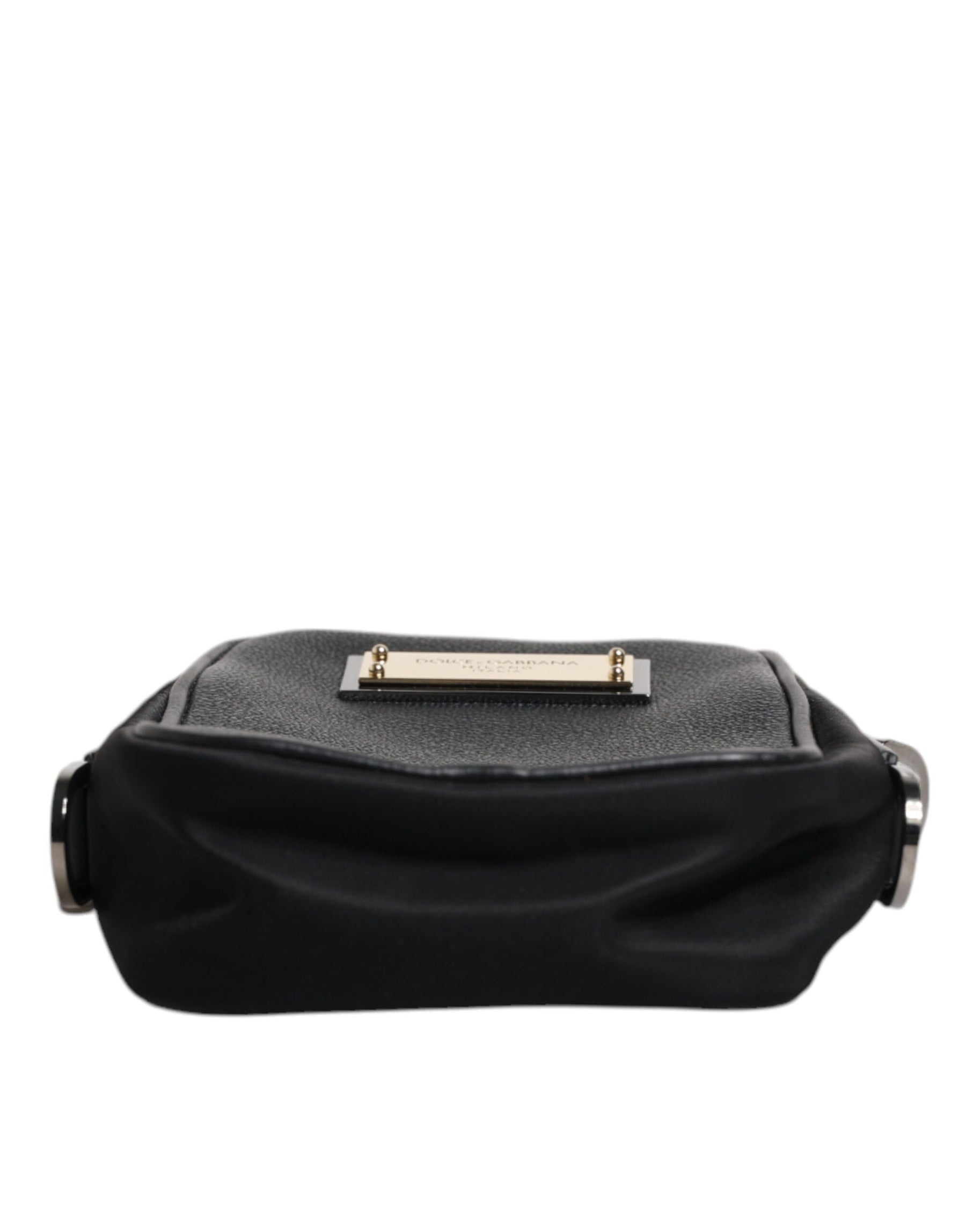 Dolce & Gabbana Black Grain Leather Logo Plaque Clutch Bag | Regal Royce