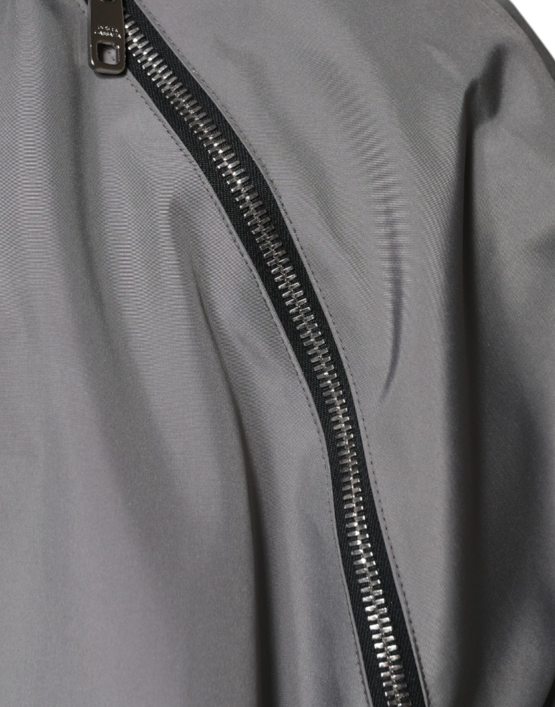 Dolce & Gabbana Gray Polyester Hooded Men Full Zip Jacket | Regal Royce