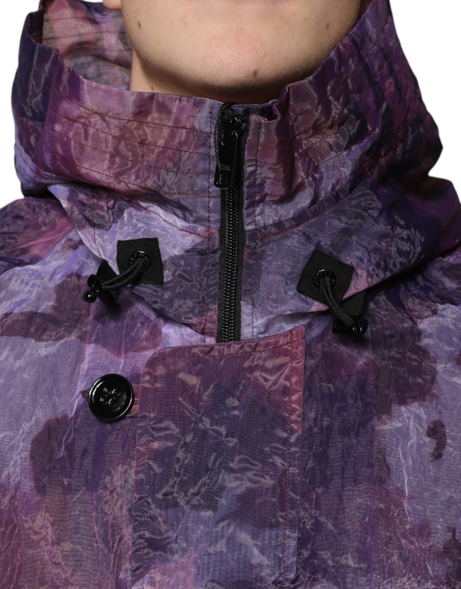 Dolce & Gabbana Purple Camouflage Hooded Men Blouson Jacket | Regal Royce