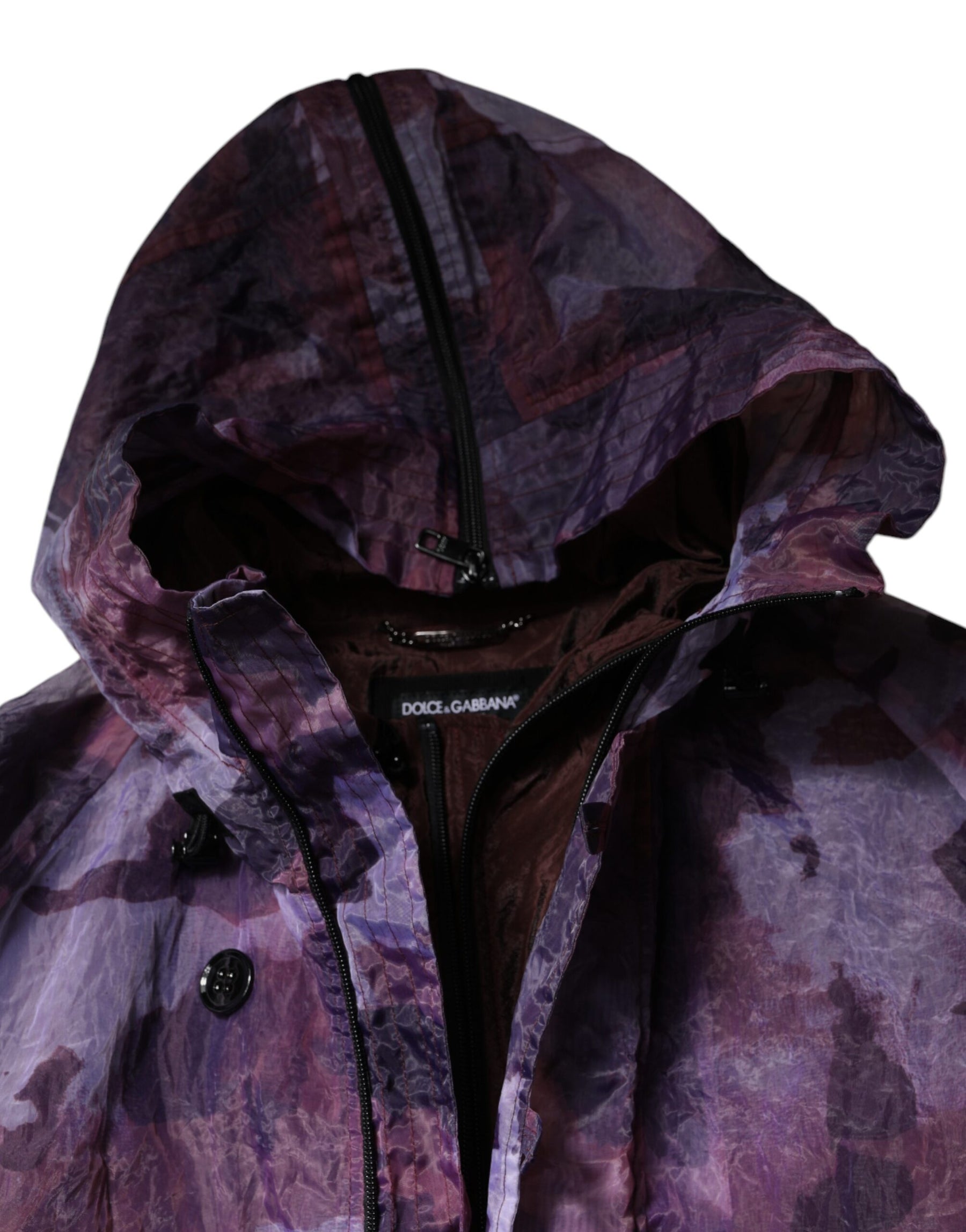 Dolce & Gabbana Purple Camouflage Hooded Men Blouson Jacket | Regal Royce